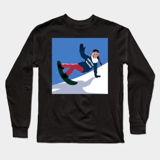 Young Woman Snowboarding illustration Long Sleeve T-Shirt